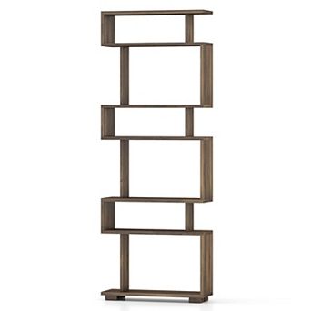 Costway Bookcase 6 tier Bookshelf with Anti-Tipping Kit Freestanding Display Shelf