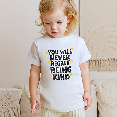 You Will Never Regret Being Kind Black - Toddler Short Sleeve Graphic T-Shirt