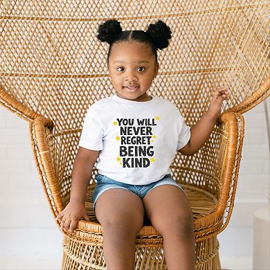 You Will Never Regret Being Kind Black - Toddler Short Sleeve Graphic T-Shirt
