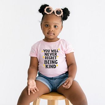 You Will Never Regret Being Kind Black - Toddler Short Sleeve Graphic T-Shirt
