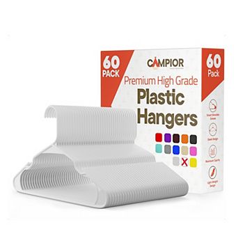 Campior Plastic Hangers Slim, Heavy-Duty, Non-Slip Notches, Pack of 60