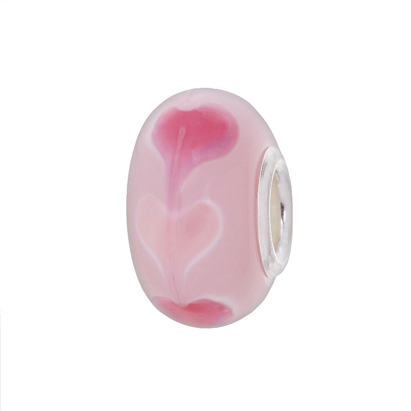 Individuality Beads Sterling Silver Heart Glass Bead, Womens, Pink