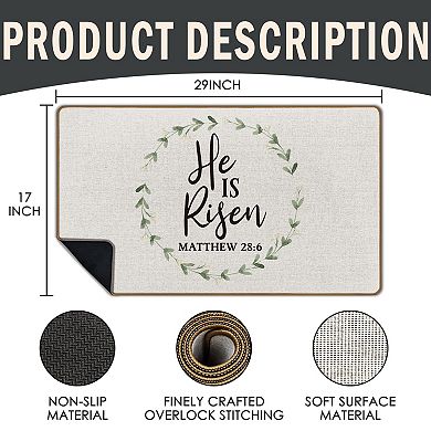 He Is Risen Easter Welcome Door Mat Spring Easter Decor 17"x29"