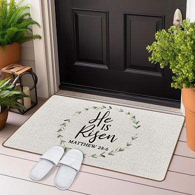 He Is Risen Easter Welcome Door Mat Spring Easter Decor 17"x29"