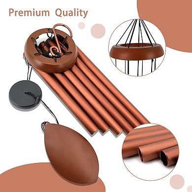 Deep Tone 36" Outdoor Wind Chime: Hand-Tuned Aluminum Tubes, Leaf-Shaped Wind Catcher, Sympathy Gift