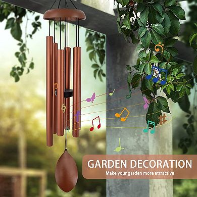 Deep Tone 36" Outdoor Wind Chime: Hand-Tuned Aluminum Tubes, Leaf-Shaped Wind Catcher, Sympathy Gift