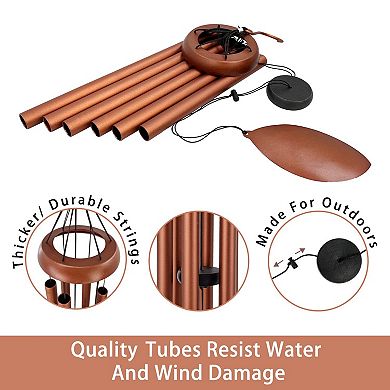 Deep Tone 36" Outdoor Wind Chime: Hand-Tuned Aluminum Tubes, Leaf-Shaped Wind Catcher, Sympathy Gift