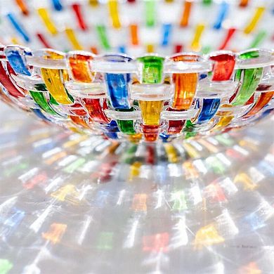 Hand Painted Woven Glass Fruit Bowl: Home, Office, Wedding Decor