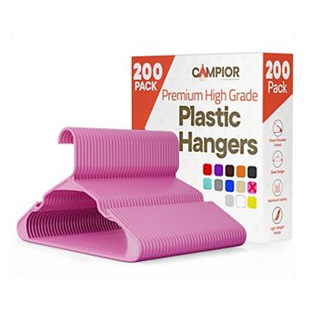 Campior Plastic Hangers Slim, Heavy-Duty, Non-Slip Notches, Pack of 200