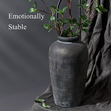 Large Ceramic Rustic Vase: 11" Tall Decorative for Home, Living Room, Entryway, Table Decor