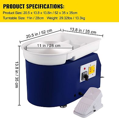 Pottery Wheel with Aluminum Alloy Turntable, Foot Pedal Control, and Complete Tool Kit