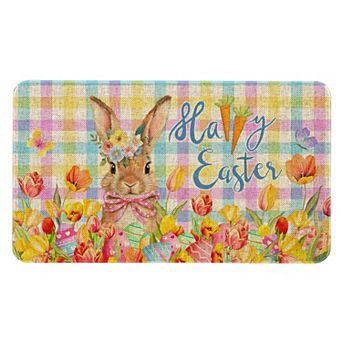 Easter Rabbit Welcome Door Mat Non-slip Spring Decor Rug 17" X 30"