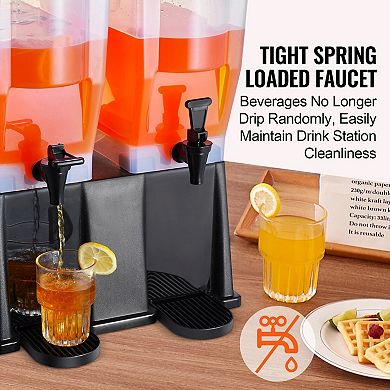 Dual 3-Gallon Beverage Dispenser Set with Spring-Loaded Faucets and Detachable Drip Trays