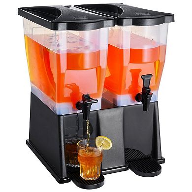 Dual 3-Gallon Beverage Dispenser Set with Spring-Loaded Faucets and Detachable Drip Trays