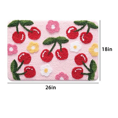 Cute Coloful Cherry Bath Mat Non Slip 18" x 26"