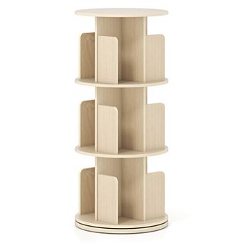 Costway 3 tier Rotating Bookshelf 360° Display Rack with Dividers & Anti-falling Baffles