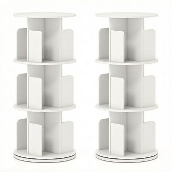 Costway 3 tier Rotating Bookshelf 360° Display Rack with Dividers & Anti-falling Baffles