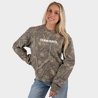 Team Jesus, Jesus Loves You - Women's Heavyweight Camo Sweatshirt