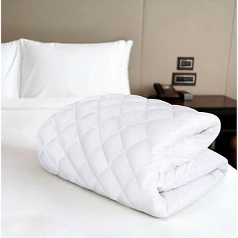 Great Ambitions Queen Size Quilted Fitted Mattress Pad, 16 Inch Deep Pocket, Washable, White