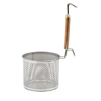 2-Pack Stainless Steel Pasta Strainers with Wooden Handles & Micro-Perforations