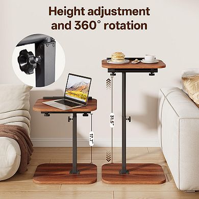 C Shaped Tv Tray Table Adjustable Height Flip-top