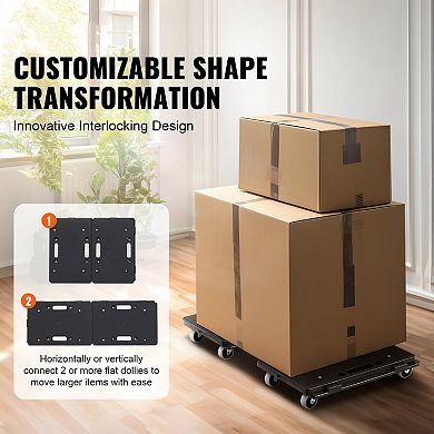 2-Piece Stackable Furniture Appliance Dolly Set with Smooth Wheels and Secure Bungee Straps