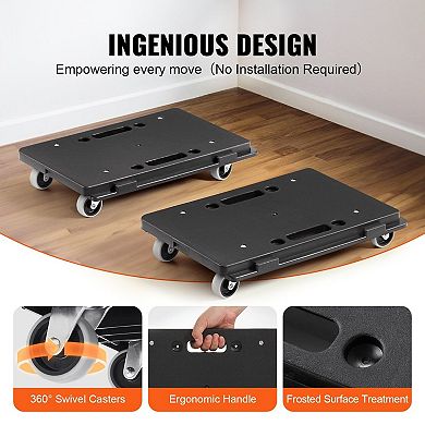 2-Piece Stackable Furniture Appliance Dolly Set with Smooth Wheels and Secure Bungee Straps