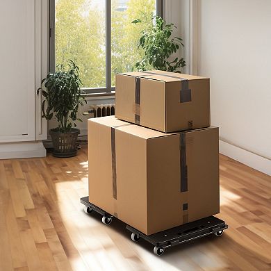 2-Piece Stackable Furniture Appliance Dolly Set with Smooth Wheels and Secure Bungee Straps