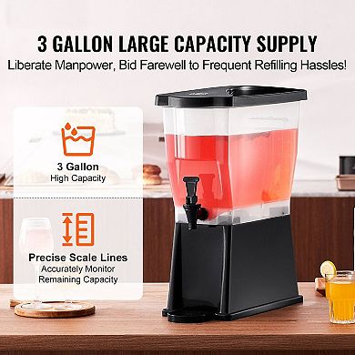 3-Gallon Beverage Dispenser with Spring-Loaded Faucet and Drip Tray for Beverage Stations