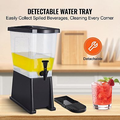 3-Gallon Beverage Dispenser with Spring-Loaded Faucet and Drip Tray for Beverage Stations