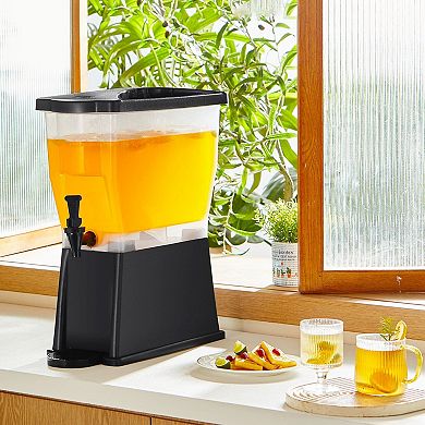 3-Gallon Beverage Dispenser with Spring-Loaded Faucet and Drip Tray for Beverage Stations