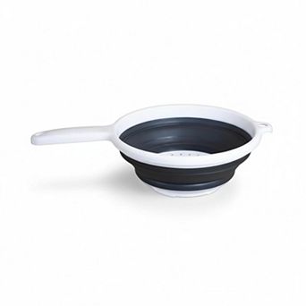 8" Collapsible Silicone Kitchen Colander with Handle - White (1 Pack)