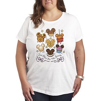 Plus Size Disney's Mickey Just Here For The Snacks Graphic Tee