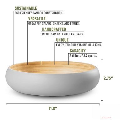 Handcrafted 12" Wooden Fruit Bowl: Perfect for Home Decor Serving, Versatile Use, Eco-Friendly