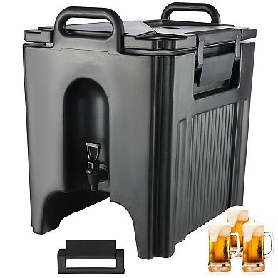 10-Gallon Insulated Beverage Dispenser with Two-Stage Spigot for Hot and Cold Drinks