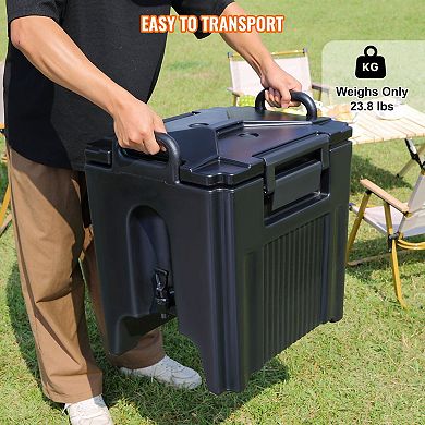 10-Gallon Insulated Beverage Dispenser with Two-Stage Spigot for Hot and Cold Drinks