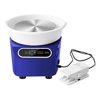 Tabletop Electric Pottery Wheel with Dual Rotation, Foot Pedal, and Removable Basin