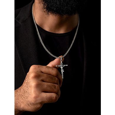 Men’s Crucifix Cross Pendant Necklace Rope Cuban Chain Religious Gift