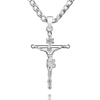 Men’s Crucifix Cross Pendant Necklace Rope Cuban Chain Religious Gift