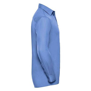 Russell Collection Mens Poplin Easy-Care Long-Sleeved Formal Shirt