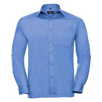 Russell Collection Mens Poplin Easy-Care Long-Sleeved Formal Shirt