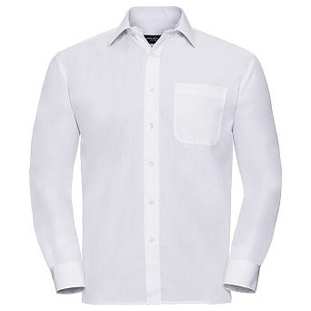 Russell Collection Mens Poplin Easy-Care Long-Sleeved Formal Shirt