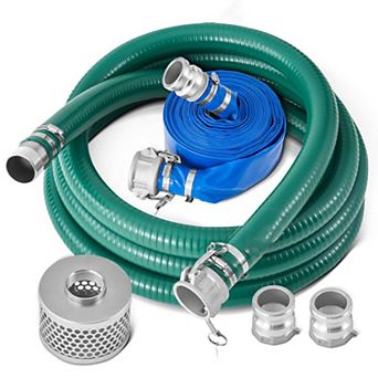 All-in-One Water Pump Hose Kit, 65 ft Backwash, 20 ft Suction Hose, Green and Blue