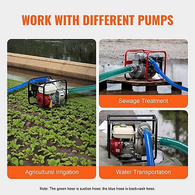 All-in-One Water Pump Hose Kit, 65 ft Backwash, 20 ft Suction Hose, Green and Blue