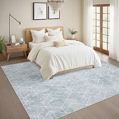 Modern Area Rug Machine Washable Non Slip Non Shedding Stain Resistant Floor Cover for Dining Room