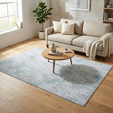 Modern Area Rug Machine Washable Non Slip Non Shedding Stain Resistant Floor Cover for Dining Room
