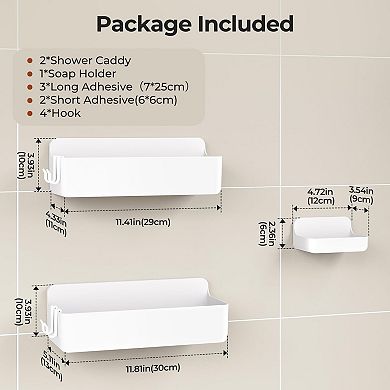 Shower Caddy Adhesive Bathroom Storage Organizer 3-Pack