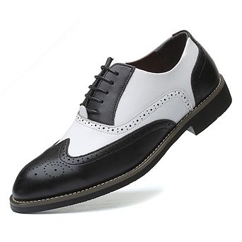Men's Premium Wing-Tip Dress Shoes — Two-Tone Leather Business and Wedding Formal Shoes