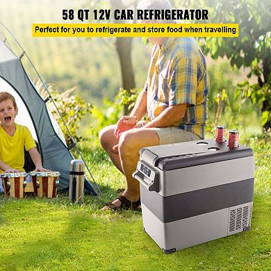 Car Refrigerator Freezer with Dual Compartments and LED Control Panel
