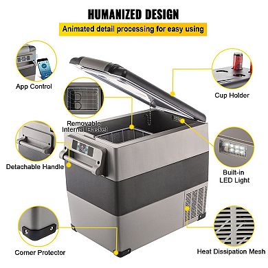 Car Refrigerator Freezer with Dual Compartments and LED Control Panel